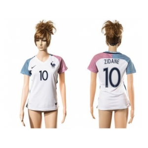 Women France #10 Zidane Away Away Soccer Country Jersey