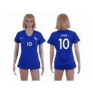 Women France #10 Zidane Home Soccer Country Jersey1