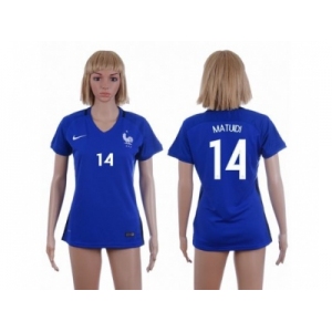 Women France #14 Matuidi Home Soccer Country Jersey1