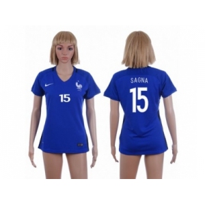 Women France #15 Sagna Home Soccer Country Jersey1