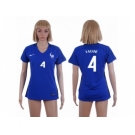 Women France #4 Varane Home Soccer Country Jersey1