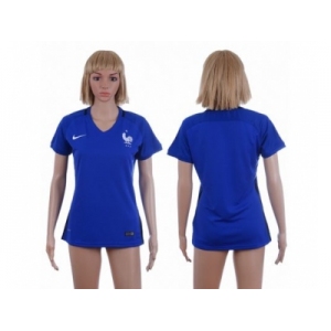 Women France Blank Home Soccer Country Jersey1