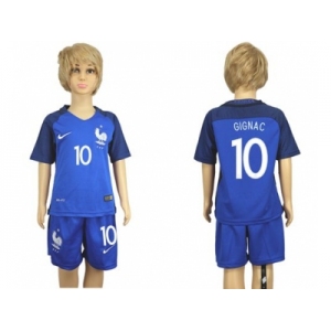 France #10 Gignac Home Kid Soccer Country Jersey
