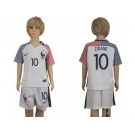 France #10 Zidane Away Kid Soccer Country Jersey