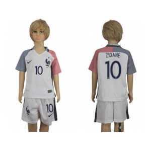 France #10 Zidane Away Kid Soccer Country Jersey