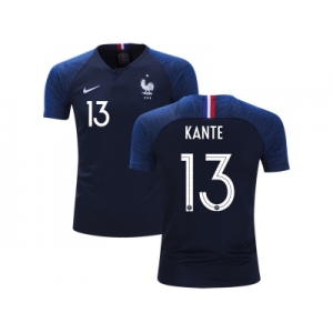 France #13 Kante Home Kid Soccer Country Jersey