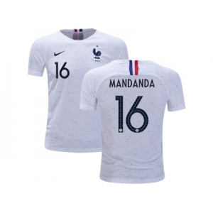 France #16 Mandanda Away Kid Soccer Country Jersey