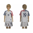France #19 Pogba Away Kid Soccer Country Jersey