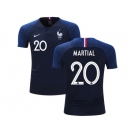 France #20 Martial Home Kid Soccer Country Jersey