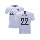 France #22 Lucas Away Kid Soccer Country Jersey