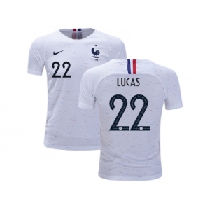 France #22 Lucas Away Kid Soccer Country Jersey