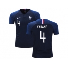 France #4 Varane Home Kid Soccer Country Jersey
