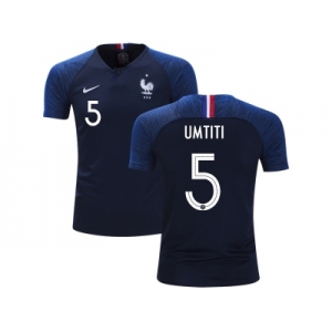 France #5 Umtiti Home Kid Soccer Country Jersey
