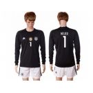 Germany #1 Neuer Black Goalkeeper Long Sleeves Soccer Country Jersey