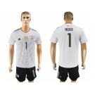 Germany #1 Neuer White Home Soccer Country Jersey