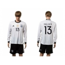 Germany #13 Ballack White Home Long Sleeves Soccer Country Jersey