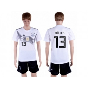 Germany #13 Muller White Home Soccer Country Jersey