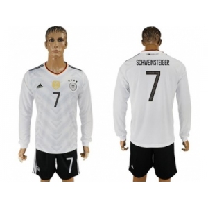 Germany #7 Schweinsteiger White Home Long Sleeves Soccer Country Jersey