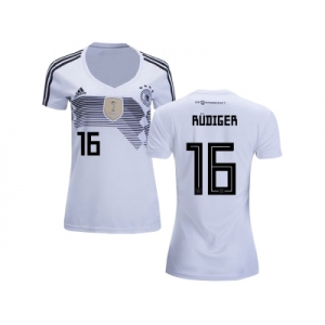 Women Germany #16 Rudiger White Home Soccer Country Jersey