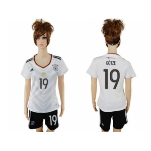 Women's Germany #19 Gotze White Home Soccer Country Jersey