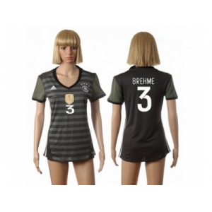 Women's Germany #3 Brehme Away Soccer Country Jersey