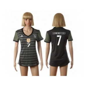 Women's Germany #7 Schweinsteiger Away Soccer Country Jersey2