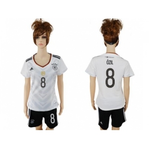 Women's Germany #8 Ozil White Home Soccer Country Jersey