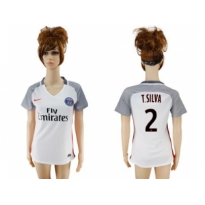 Women's Paris Saint-Germain #2 T.Silva Sec Away Soccer Club Jersey