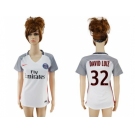 Women's Paris Saint-Germain #32 David Luiz Sec Away Soccer Club Jersey