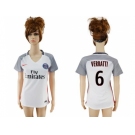 Women's Paris Saint-Germain #6 Verratti Sec Away Soccer Club Jersey