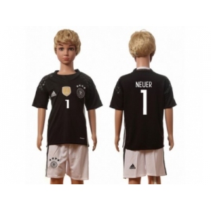 Germany #1 Neure Goalkeeper Kid Soccer Country Jersey