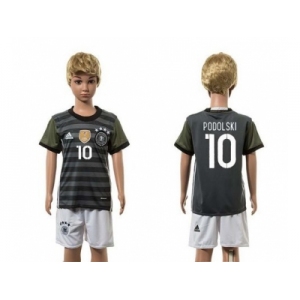 Germany #10 Podolski Away Kid Soccer Country Jersey