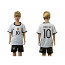 Germany #10 Podolski White Home Kid Soccer Country Jersey