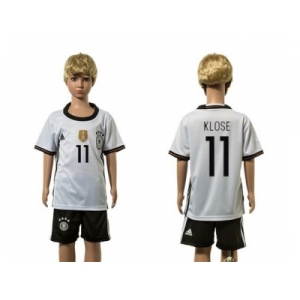 Germany #11 Klose White Home Kid Soccer Country Jersey