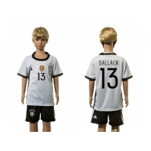 Germany #13 Ballack White Home Kid Soccer Country Jersey