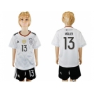 Germany #13 Muller White Home Kid Soccer Country Jersey