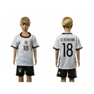 Germany #18 Klinsmann White Home Kid Soccer Country Jersey