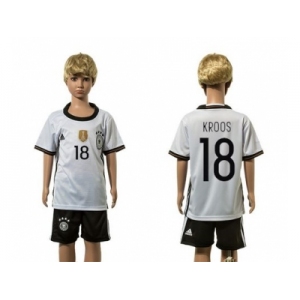 Germany #18 Kroos White Home Kid Soccer Country Jersey