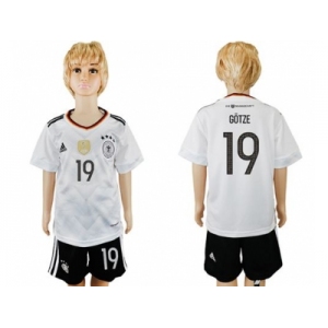 Germany #19 Gotze White Home Kid Soccer Country Jersey