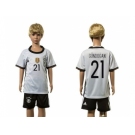 Germany #21 Gundogan White Home Kid Soccer Country Jersey