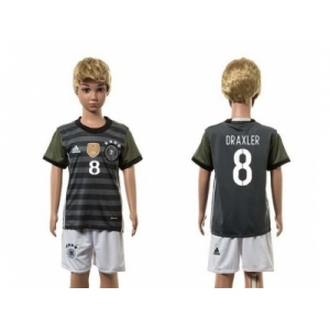 Germany #8 Draxler Away Kid Soccer Country Jersey