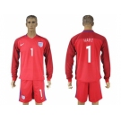 England #1 Hart Away Long Sleeves Soccer Country Jersey