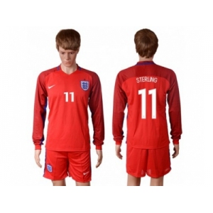 England #11 Sterling Away Long Sleeves Soccer Country Jersey