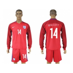 England #14 Walcott Away Long Sleeves Soccer Country Jersey