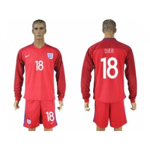 England #18 Dier Away Long Sleeves Soccer Country Jersey