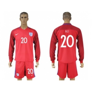 England #20 ALI Away Long Sleeves Soccer Country Jersey