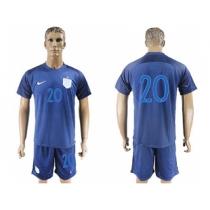 England #20 Ali Away Soccer Country Jersey
