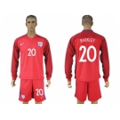 England #20 Barkley Away Long Sleeves Soccer Country Jersey
