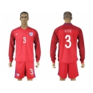 England #3 Rose Away Long Sleeves Soccer Country Jersey