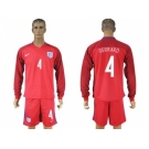 England #4 Gerrard Away Long Sleeves Soccer Country Jersey